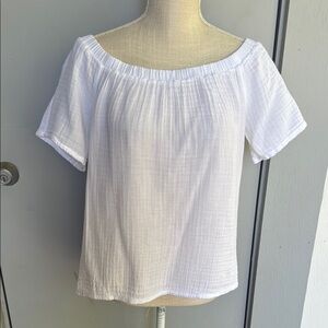 Michael Stars White Off-Shoulder Cotton Blouse Top